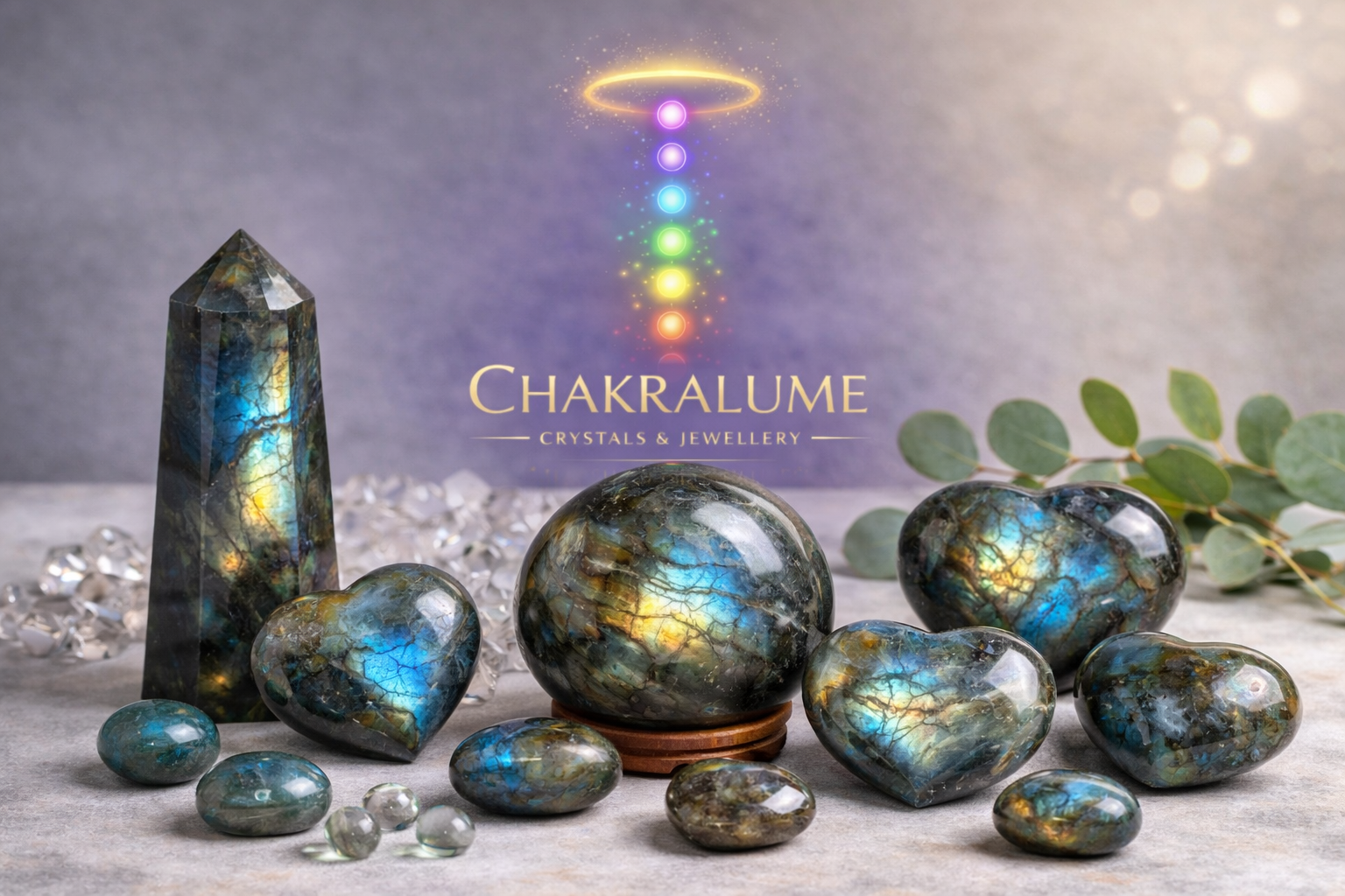 Labradorite is a stunning crystal admired for its iridescent flash and protective energy, helping to enhance intuition and inner strength.