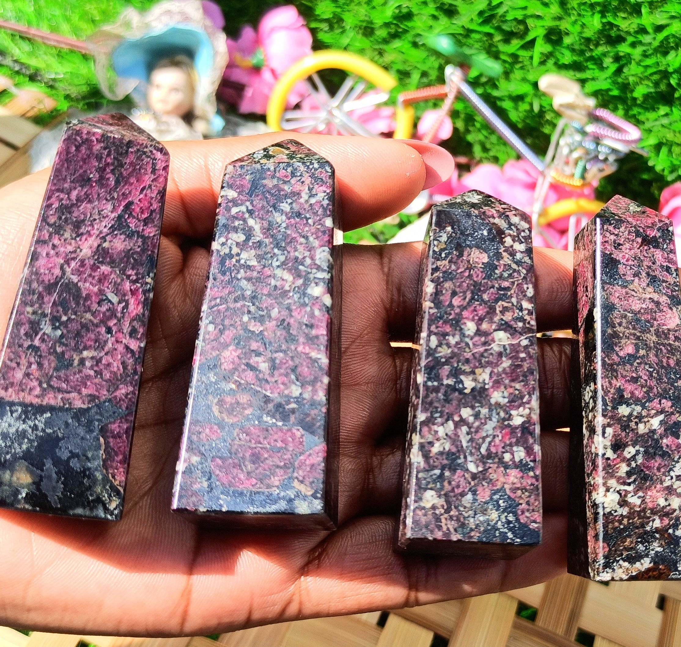 Natural Eudialyte Obelisk – Heart Chakra Healing Crystal Tower