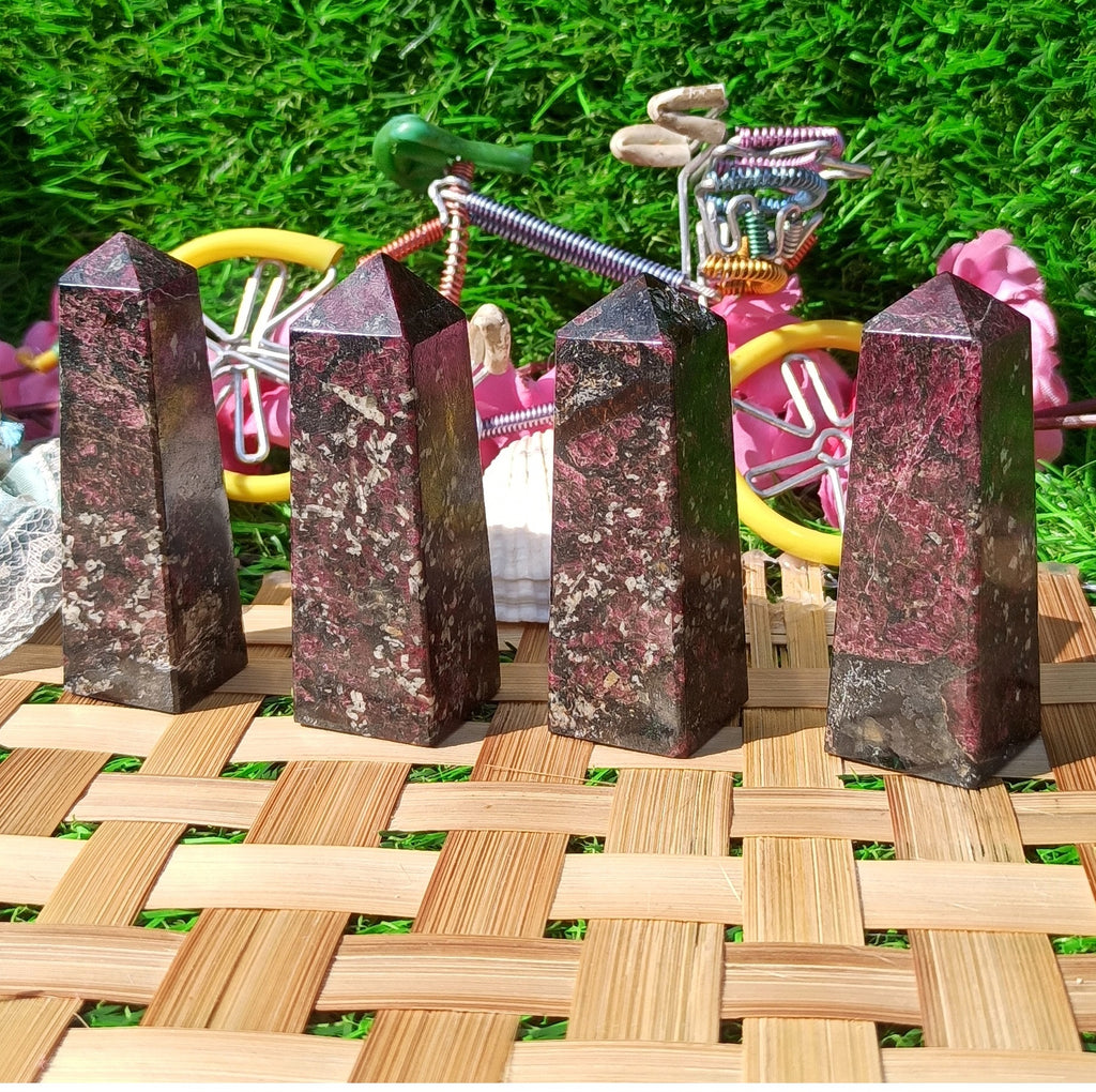 Natural Eudialyte Obelisk – Heart Chakra Healing Crystal Tower