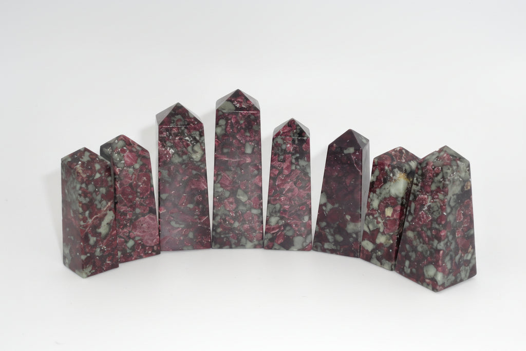 Natural Eudialyte Obelisk – Heart Chakra Healing Crystal Tower