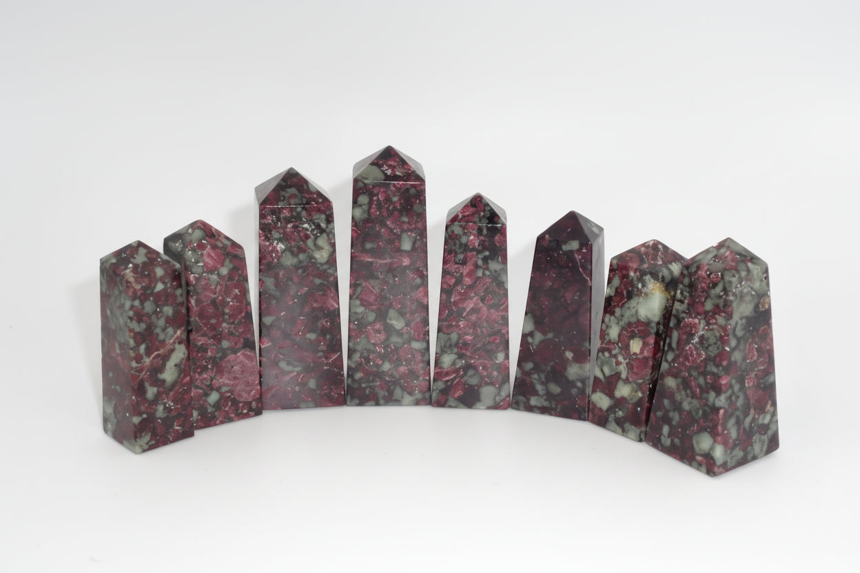 Natural Eudialyte Obelisk – Heart Chakra Healing Crystal Tower